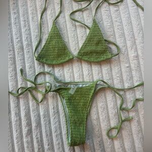 Zaful Green Ribbed Bikini Set